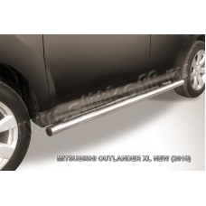 Пороги труба 76 мм серебристая для Mitsubishi Outlander 2006-2009