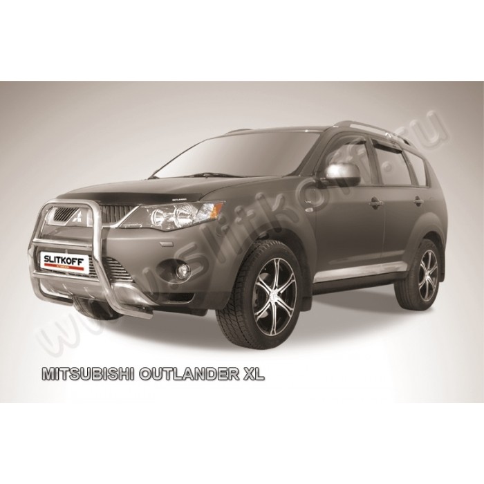 Кенгурятник 76 мм низкий серебристый для Mitsubishi Outlander XL 2010-2012 артикул MXL10001S