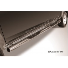 Пороги труба с накладками 76 мм серебристая для Mazda BT-50 2006-2011