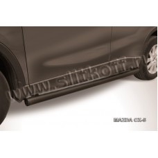 Пороги труба 76 мм чёрная для Mazda CX-5 2011-2017