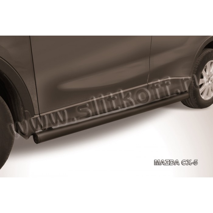Пороги труба 76 мм чёрная для Mazda CX-5 2011-2017 артикул MZCX5004B