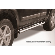 Пороги труба 76 мм серебристая для Nissan Pathfinder 2004-2009