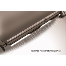 Пороги труба с накладками 76 мм серебристая для Nissan Pathfinder 2014-2020