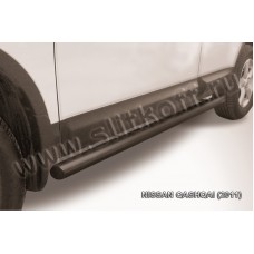 Пороги труба 76 мм чёрная для Nissan Qashqai 2010-2014
