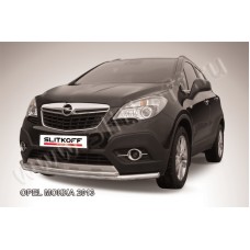 Защита передняя двойная 57-42 мм длинная серебристая для Opel Mokka 2012-2019