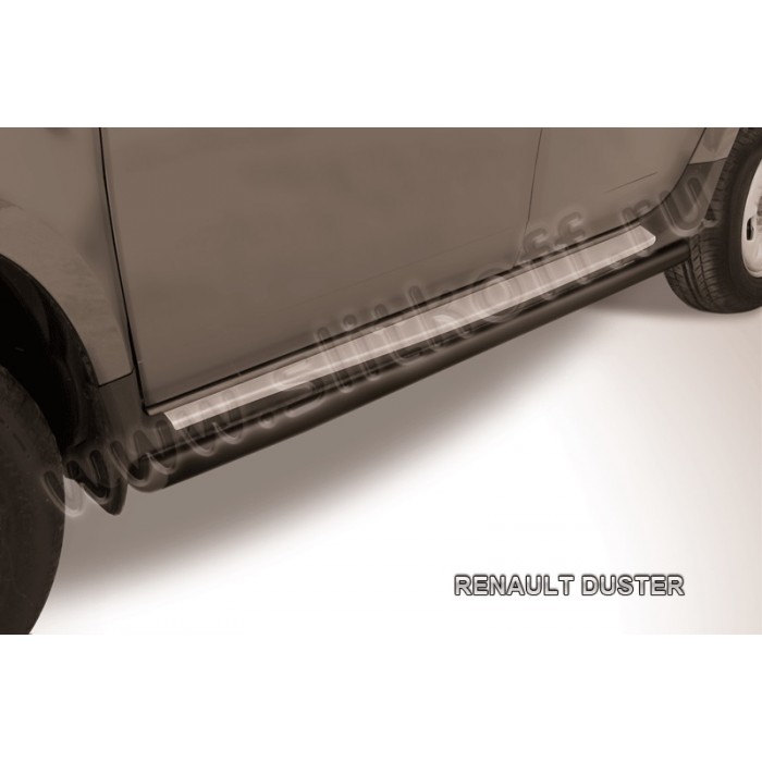 Пороги труба 57 мм чёрная для Renault Duster 2011-2015 артикул RD006B