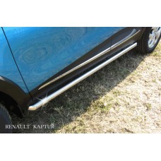 Пороги труба 57 мм серебристая для Renault Kaptur 2WD 2016-2023