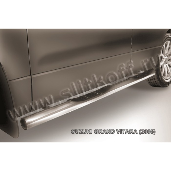 Пороги труба с накладками 76 мм для Suzuki Grand Vitara 2005-2007 артикул SGV05009