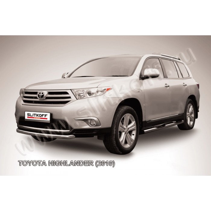 Защита переднего бампера 57 мм радиусная для Toyota Highlander 2010-2014 артикул THI007