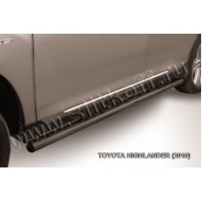 Пороги труба 57 мм чёрная для Toyota Highlander 2010-2014