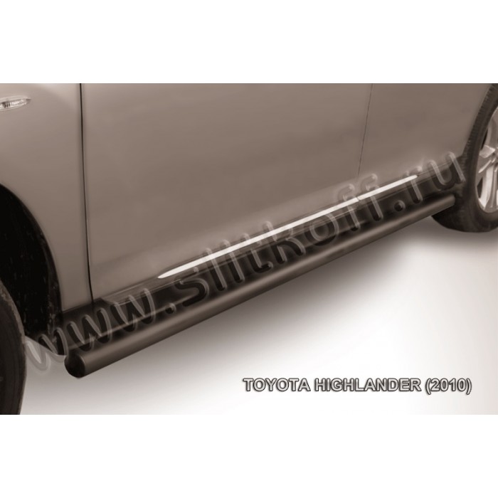 Пороги труба 57 мм чёрная для Toyota Highlander 2010-2014 артикул THI010B