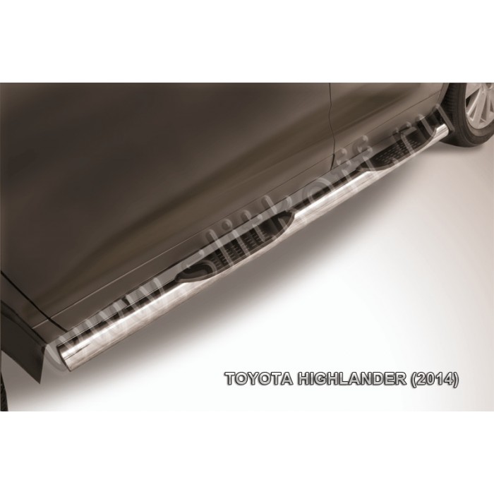 Пороги труба с накладками 76 мм серебристая для Toyota Highlander 2014-2016 артикул THI14008S