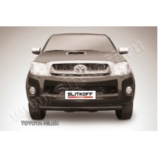 Защита переднего бампера 76 мм радиусная чёрная для Toyota Hilux 2005-2011
