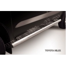 Пороги труба 76 мм серебристая для Toyota Hilux 2005-2011