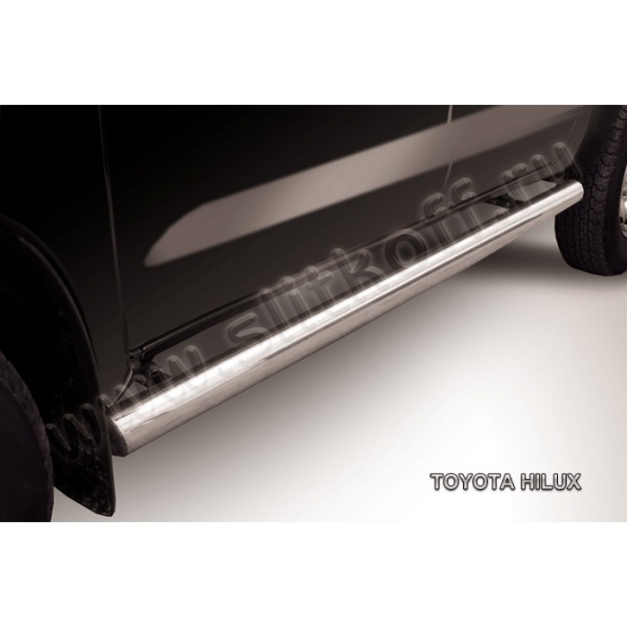 Пороги труба 76 мм серебристая для Toyota Hilux 2005-2011 артикул THL010S