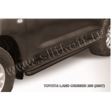 Защита штатных порогов 42 мм чёрная для Toyota Land Cruiser 200 2007-2011