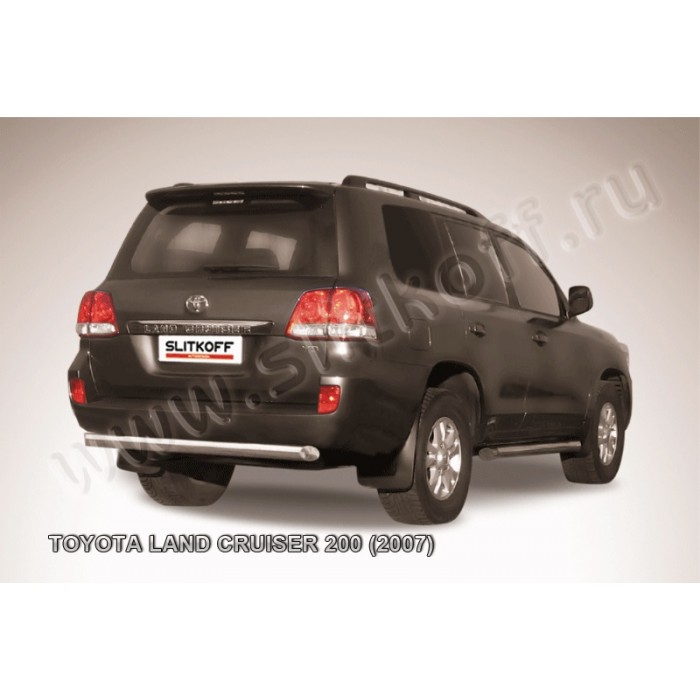 Защита заднего бампера 76 мм короткая серебристая для Toyota Land Cruiser 200 2007-2011 артикул TLC2023S