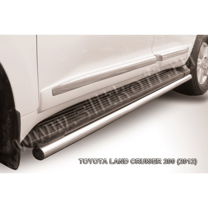 Защита штатных порогов 57 мм серебристая для Toyota Land Cruiser 200 2012-2013 артикул TLC212016S