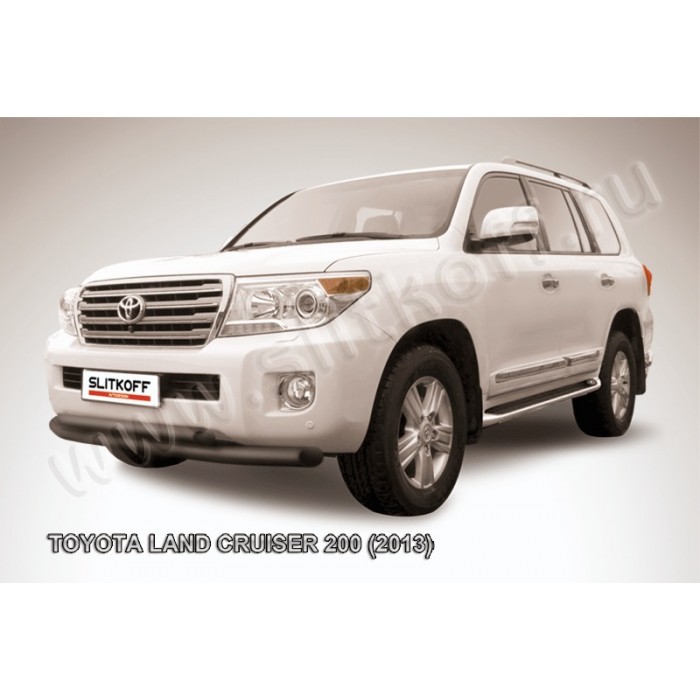 Защита передняя двойная 76-57 мм чёрная для Toyota Land Cruiser 200 2013-2015 артикул TLC213004B