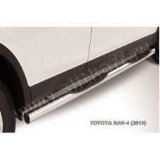 Пороги труба с накладками 76 мм серебристая для Toyota RAV4 2013-2015