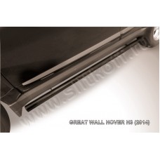 Пороги труба 57 мм чёрная для Great Wall Hover H3 New 2014-2015
