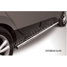 Пороги труба 57 мм серебристая для Hyundai ix35 2010-2015