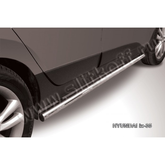 Пороги труба 57 мм серебристая для Hyundai ix35 2010-2015 артикул Hix35006S