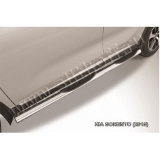Пороги труба с накладками 76 мм для Kia Sorento 2015-2020