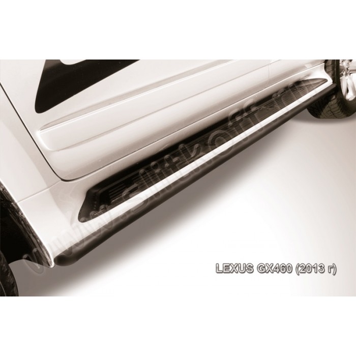 Защита штатных порогов 42 мм чёрная для Lexus GX460 2014-2019 артикул LGX13007B