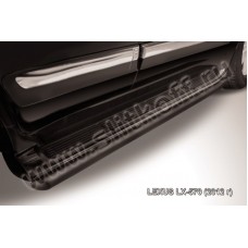 Защита штатных порогов 57 мм чёрная для Lexus LX-570 2012-2022