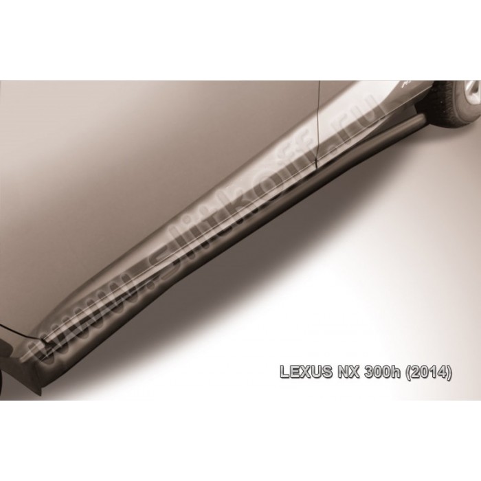 Пороги труба 57 мм с гибами чёрная для Lexus NX-300h 2014-2017 артикул LNX007B