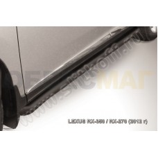 Пороги труба 76 мм с гибами чёрная для Lexus RX-270/350/450 2012-2015