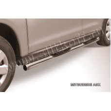 Пороги труба с накладками 76 мм серебристая для Mitsubishi ASX 2010-2013