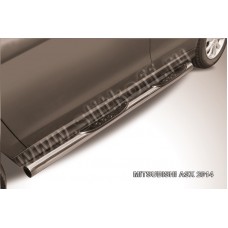 Пороги труба с накладками 76 мм серебристая для Mitsubishi ASX 2013-2016