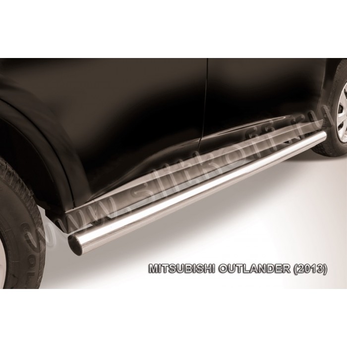 Пороги труба 57 мм серебристая для Mitsubishi Outlander 2012-2014 артикул MOUT13007S