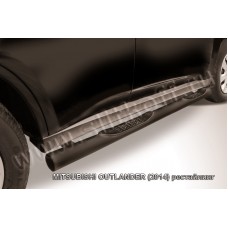 Пороги труба 76 мм чёрная для Mitsubishi Outlander 2014-2015