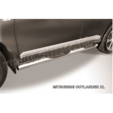 Пороги труба 76 мм серебристая для Mitsubishi Outlander XL 2010-2012