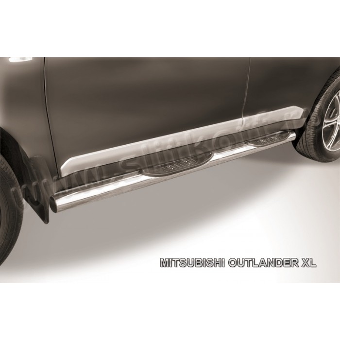 Пороги труба 76 мм серебристая для Mitsubishi Outlander XL 2010-2012 артикул MXL10008S