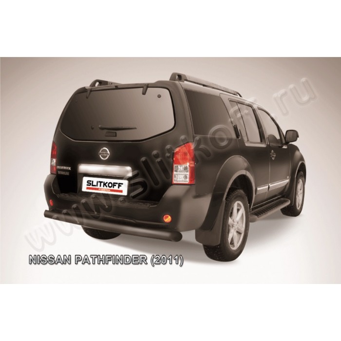 Защита заднего бампера 76 мм чёрная для Nissan Pathfinder 2010-2014 артикул NIP11007B