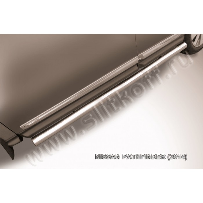 Пороги труба 76 мм для Nissan Pathfinder 2014-2020 артикул NIP14009