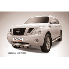 Защита переднего бампера 76 мм с профильной защитой картера для Nissan Patrol 2010-2023