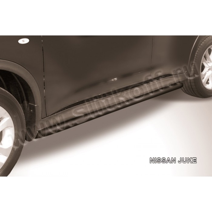 Пороги труба 42 мм с гибами чёрная для Nissan Juke 2WD 2010-2018 артикул NJ2WD008B