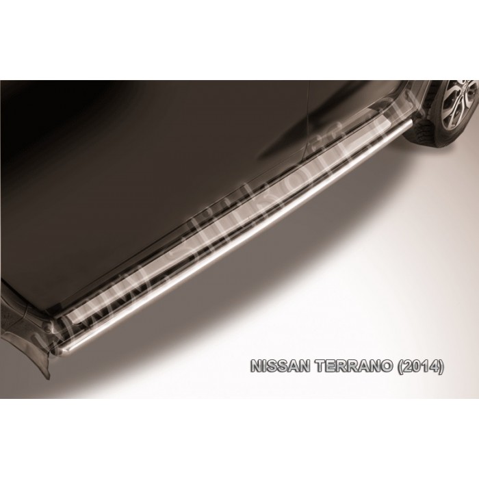Пороги труба 42 мм серебристая для Nissan Terrano 2014-2022 артикул NTER14007S