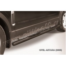 Пороги труба с накладками 76 мм чёрная для Opel Antara 2006-2018