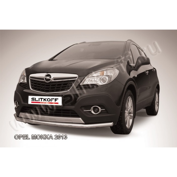 Защита переднего бампера 57 мм длинная для Opel Mokka 2012-2019 артикул OPMOK13003