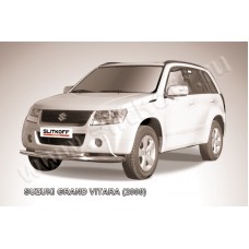 Защита передняя двойная 57-57 мм серебристая для Suzuki Grand Vitara 2008-2011