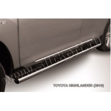 Пороги труба 57 мм серебристая для Toyota Highlander 2010-2014