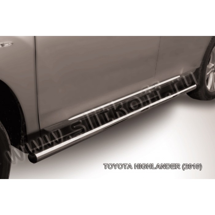 Пороги труба 57 мм серебристая для Toyota Highlander 2010-2014 артикул THI010S