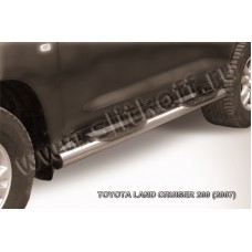 Пороги труба с накладками 76 мм серебристая для Toyota Land Cruiser 200 2007-2011