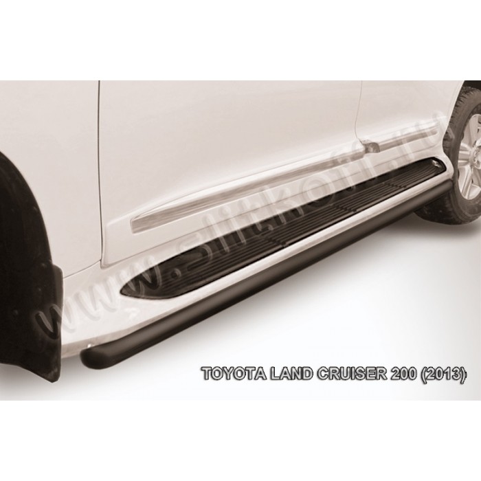 Защита штатных порогов 57 мм чёрная для Toyota Land Cruiser 200 2013-2015 артикул TLC213013B